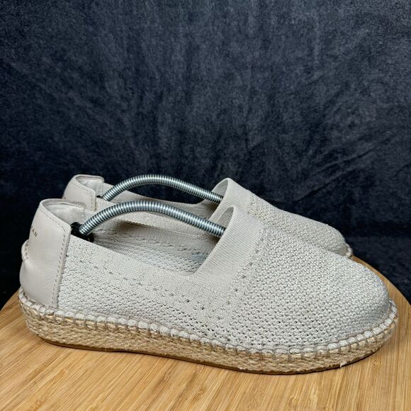 Cole Haan Cloudfeel Stitchlite Espadrille Flats Slip On Womens 9B Knit Beige - Picture 1 of 8